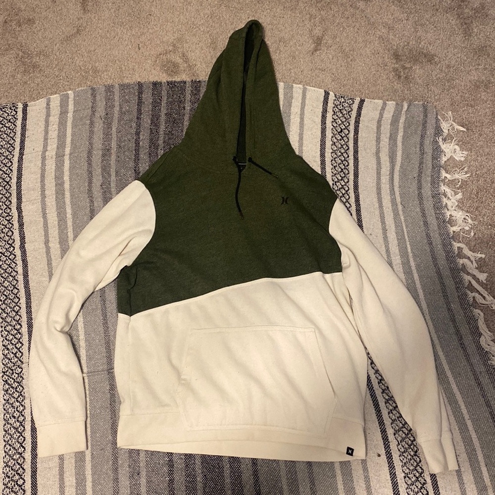 Hurley Green + White Colorblock Hoodie